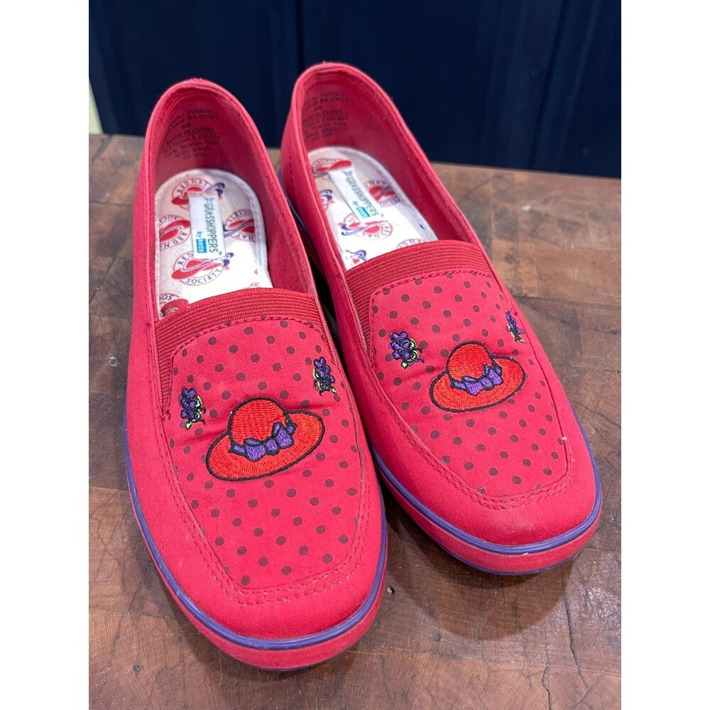 Grasshoppers By Keds Red Hat Society Polka Dot Slip-on Wedge Shoes Womens 6M
